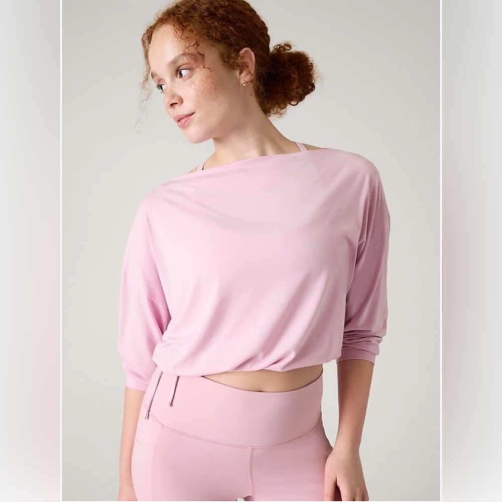 Athleta Cool Down Begonia Pink Long Sleeve Pullover Extra Large